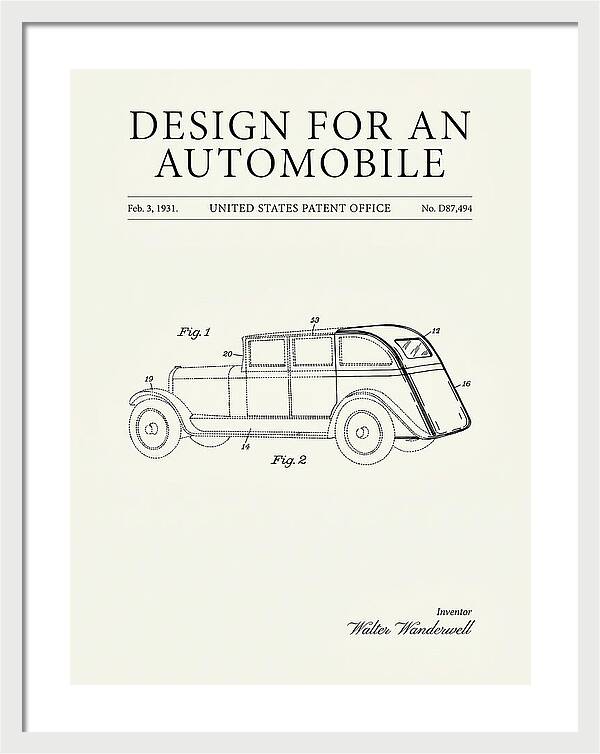 Automobile Minimalist Patent Usd87494s