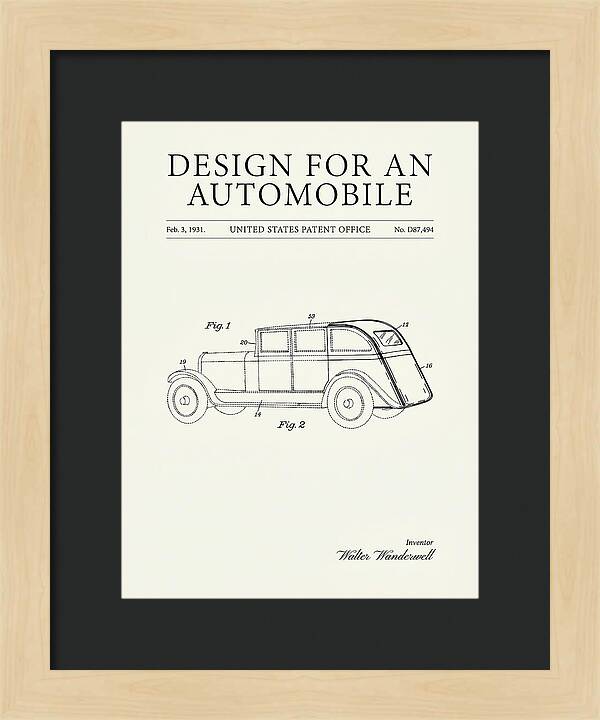 Automobile Minimalist Patent Usd87494s