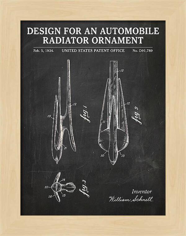 Automobile Radiator Ornament Chalkboard Patent Usd91789s