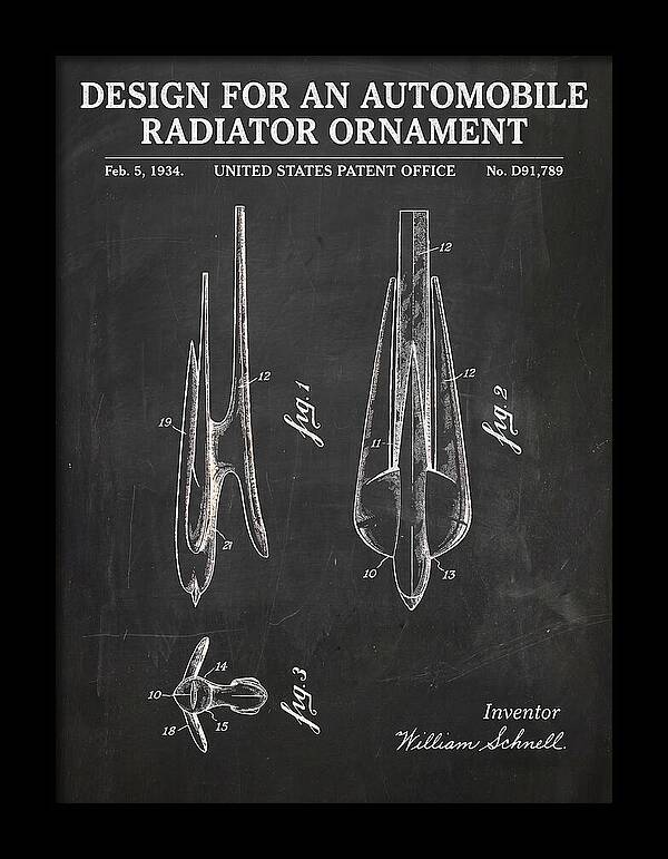 Automobile Radiator Ornament Chalkboard Patent Usd91789s