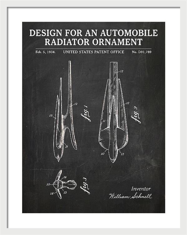 Automobile Radiator Ornament Chalkboard Patent Usd91789s