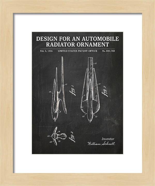 Automobile Radiator Ornament Chalkboard Patent Usd91789s