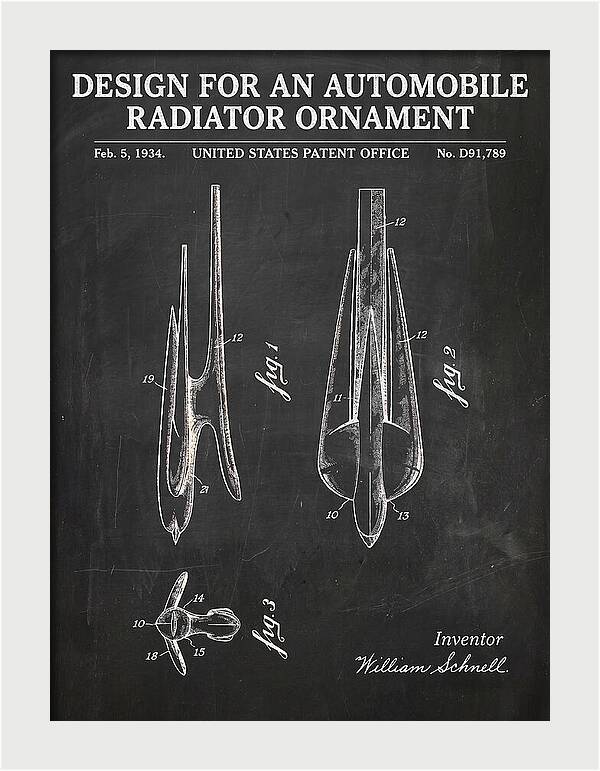 Automobile Radiator Ornament Chalkboard Patent Usd91789s