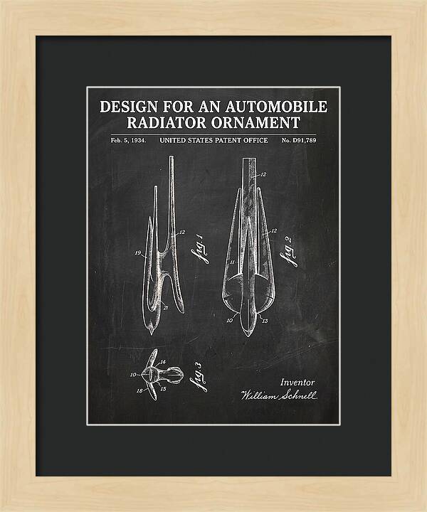 Automobile Radiator Ornament Chalkboard Patent Usd91789s