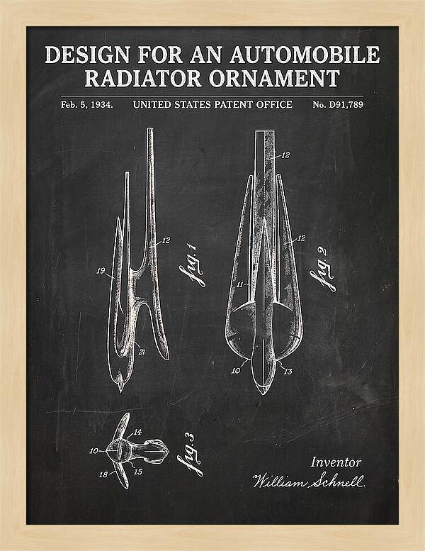 Automobile Radiator Ornament Chalkboard Patent Usd91789s