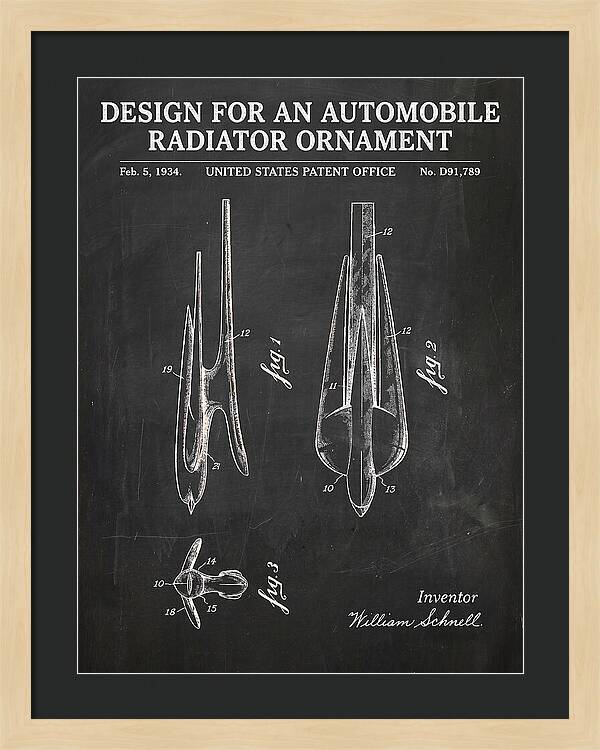 Automobile Radiator Ornament Chalkboard Patent Usd91789s