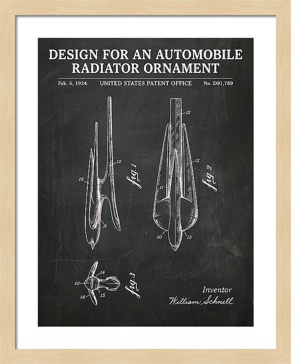 Automobile Radiator Ornament Chalkboard Patent Usd91789s