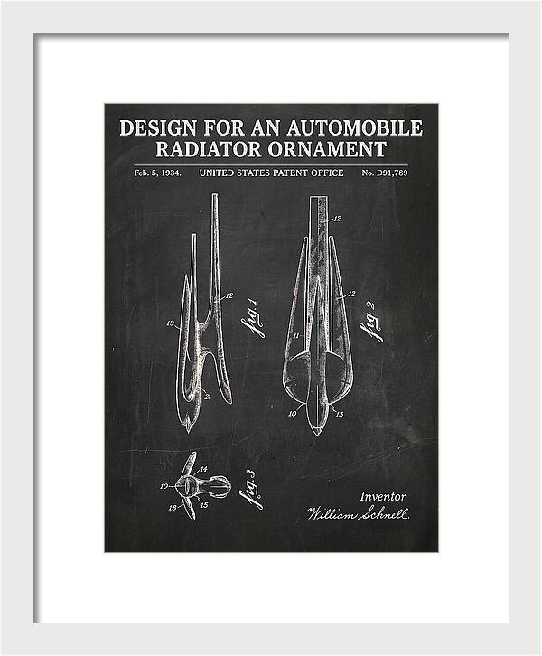 Automobile Radiator Ornament Chalkboard Patent Usd91789s