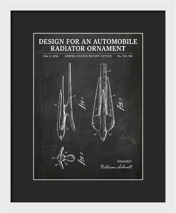 Automobile Radiator Ornament Chalkboard Patent Usd91789s