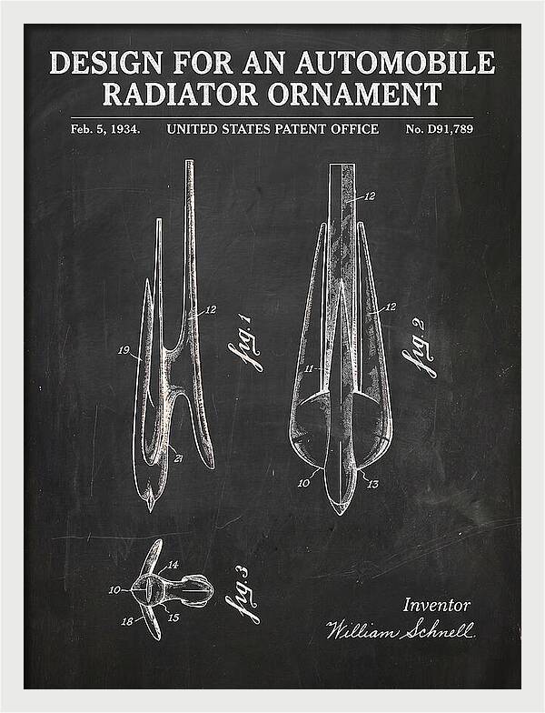 Automobile Radiator Ornament Chalkboard Patent Usd91789s