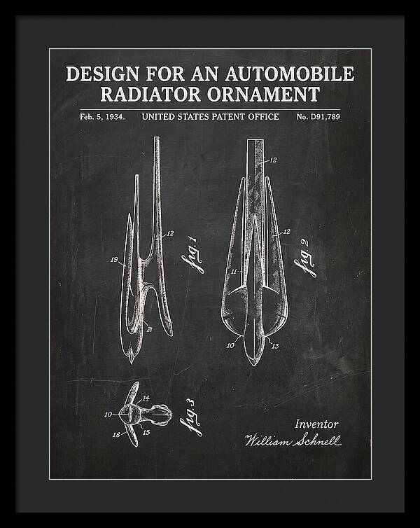 Automobile Radiator Ornament Chalkboard Patent Usd91789s