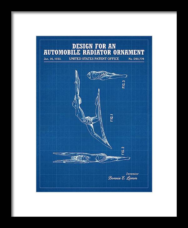 Automobile Radiator Ornament Diving Figure Blueprint Patent Usd90776s