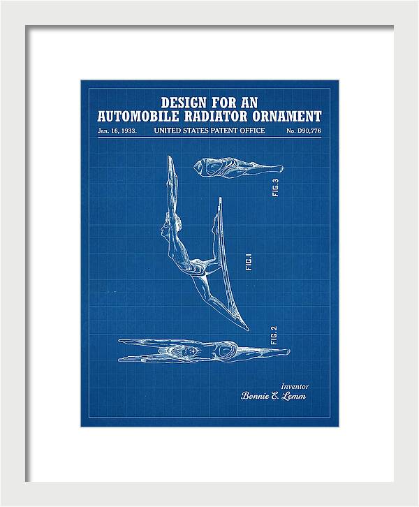 Automobile Radiator Ornament Diving Figure Blueprint Patent Usd90776s