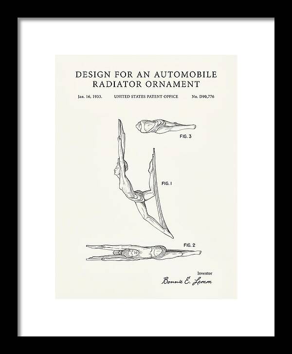 Automobile Radiator Ornament Diving Figure Minimalist Patent Usd90776s