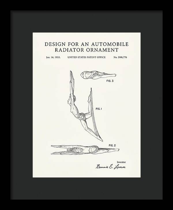 Automobile Radiator Ornament Diving Figure Minimalist Patent Usd90776s
