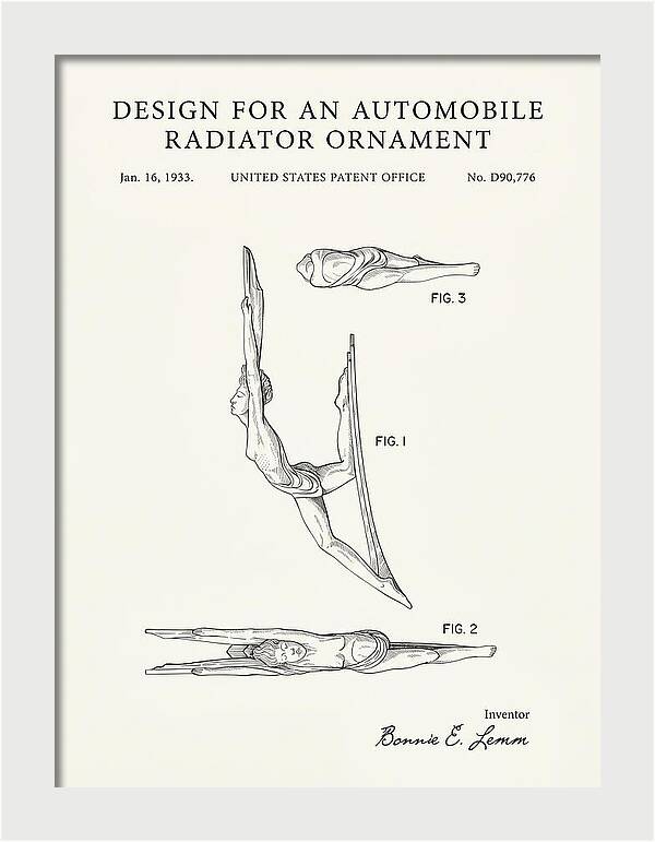 Automobile Radiator Ornament Diving Figure Minimalist Patent Usd90776s