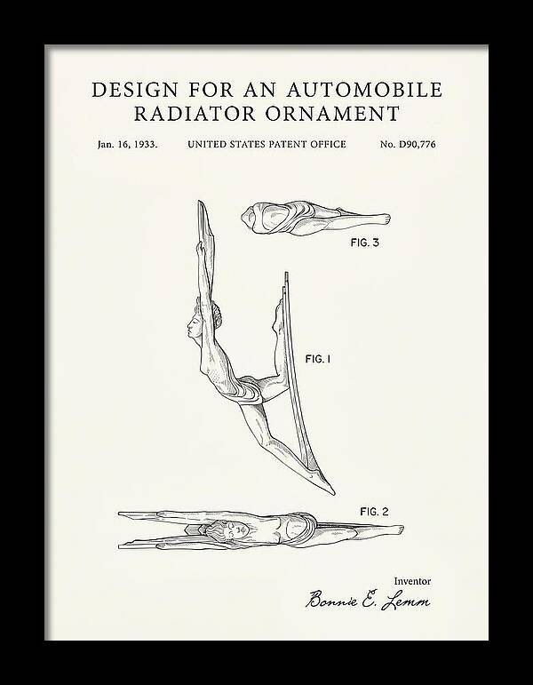 Automobile Radiator Ornament Diving Figure Minimalist Patent Usd90776s