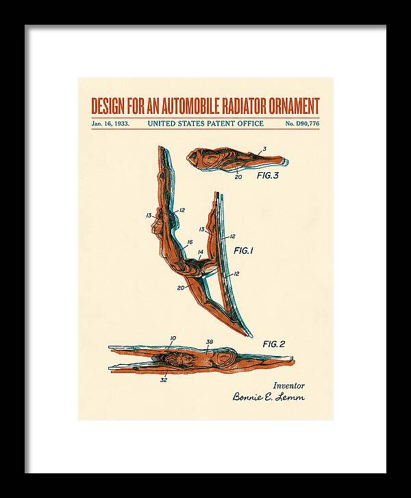 Automobile Radiator Ornament Diving Figure Retro Patent Usd90776s