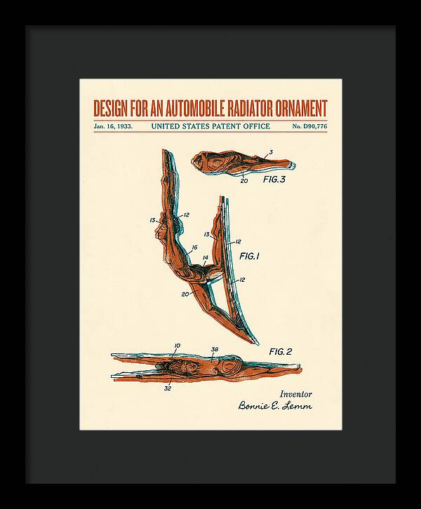Automobile Radiator Ornament Diving Figure Retro Patent Usd90776s