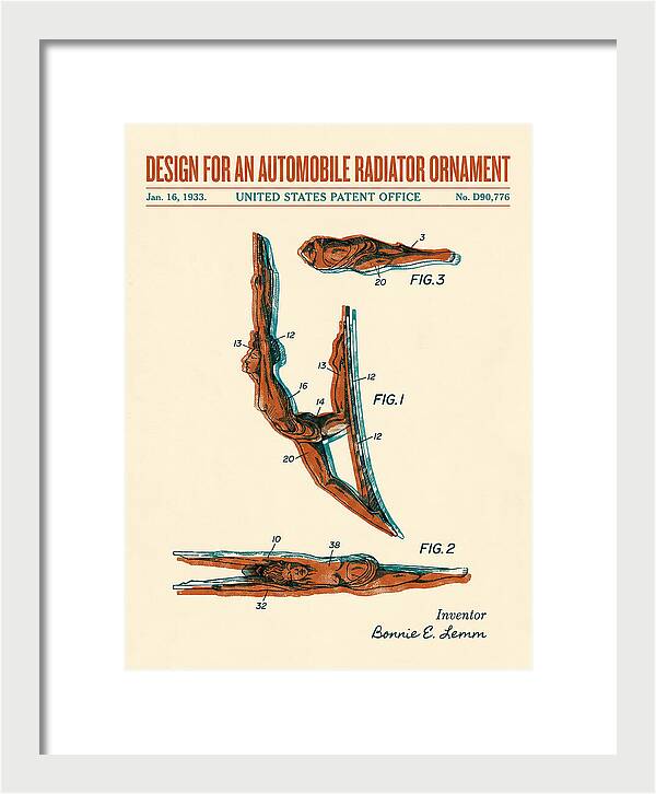 Automobile Radiator Ornament Diving Figure Retro Patent Usd90776s
