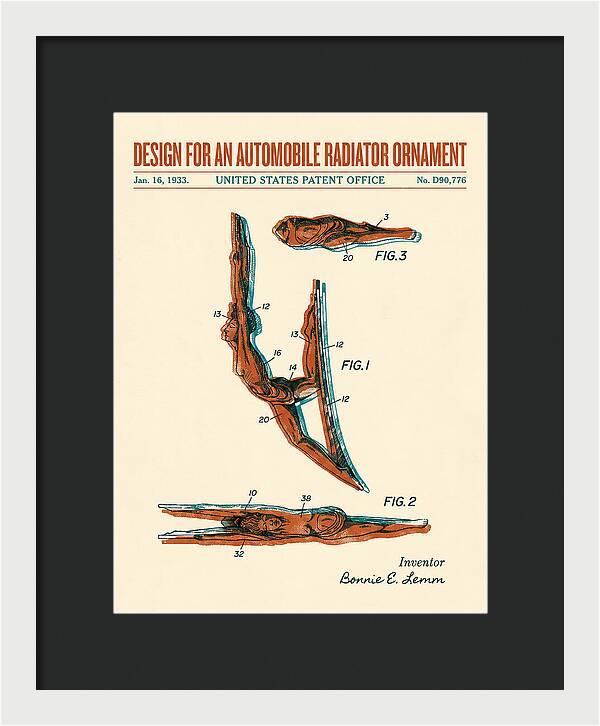 Automobile Radiator Ornament Diving Figure Retro Patent Usd90776s