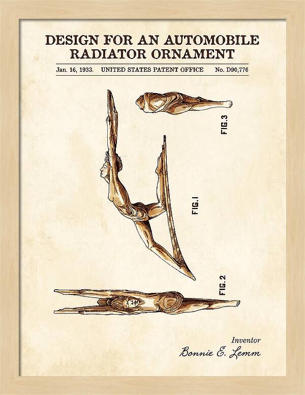 Automobile Radiator Ornament Diving Figure Watercolor Patent Usd90776s