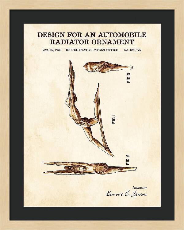 Automobile Radiator Ornament Diving Figure Watercolor Patent Usd90776s