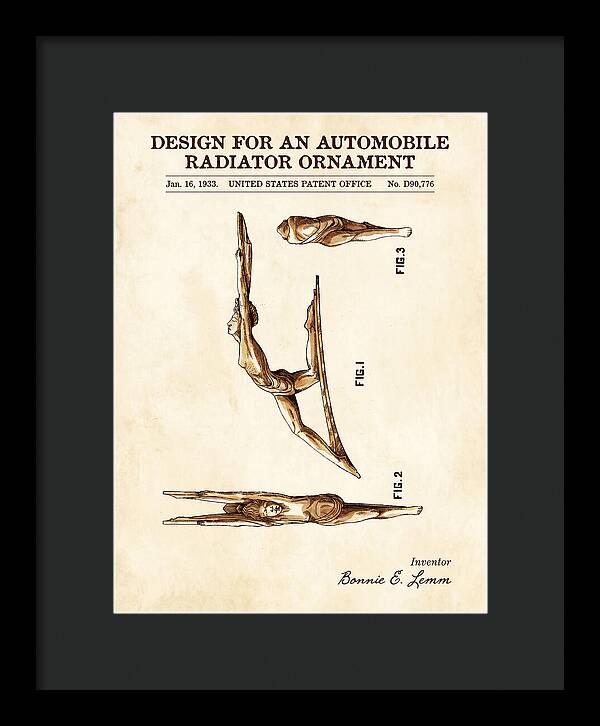 Automobile Radiator Ornament Diving Figure Watercolor Patent Usd90776s