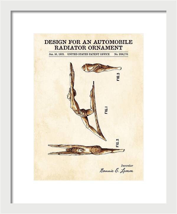 Automobile Radiator Ornament Diving Figure Watercolor Patent Usd90776s