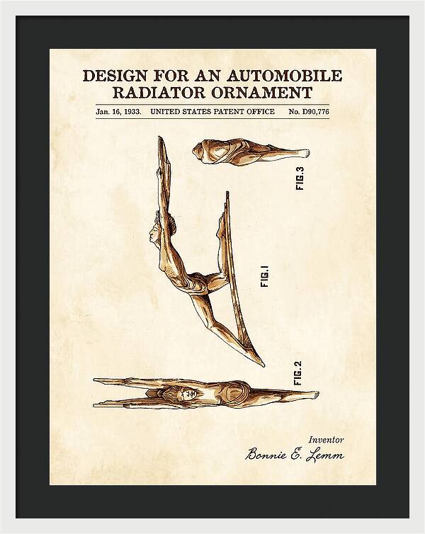 Automobile Radiator Ornament Diving Figure Watercolor Patent Usd90776s