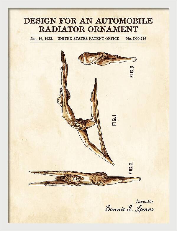 Automobile Radiator Ornament Diving Figure Watercolor Patent Usd90776s