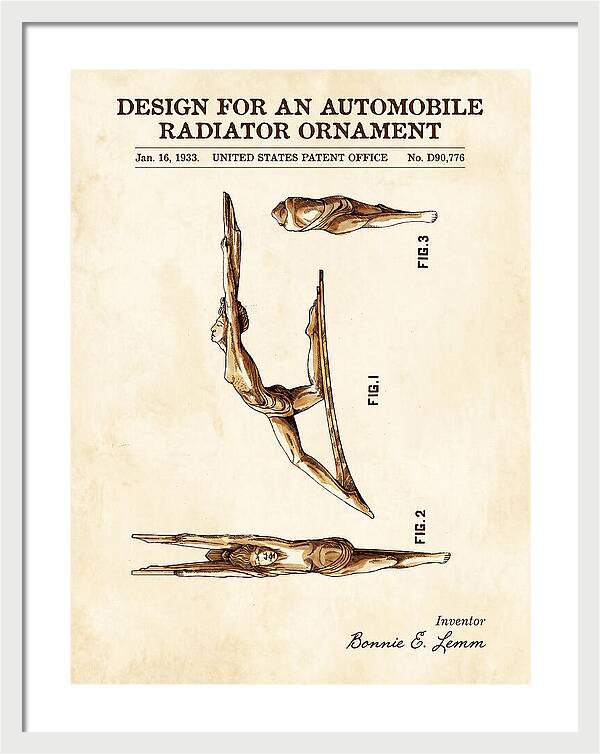 Automobile Radiator Ornament Diving Figure Watercolor Patent Usd90776s