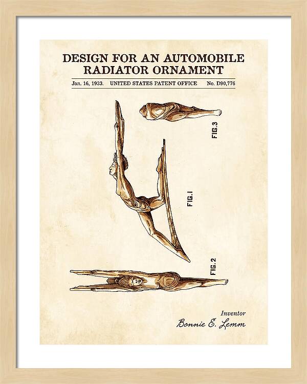 Automobile Radiator Ornament Diving Figure Watercolor Patent Usd90776s
