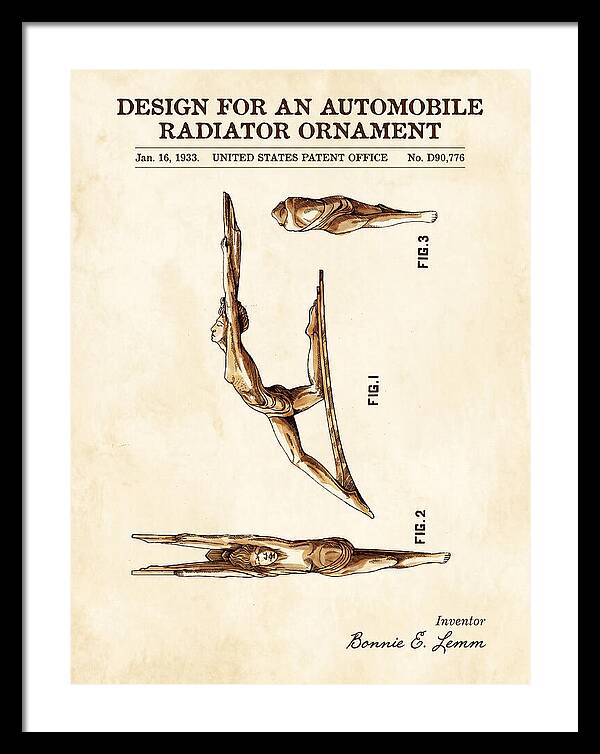 Automobile Radiator Ornament Diving Figure Watercolor Patent Usd90776s