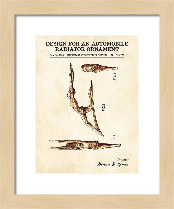 Automobile Radiator Ornament Diving Figure Watercolor Patent Usd90776s