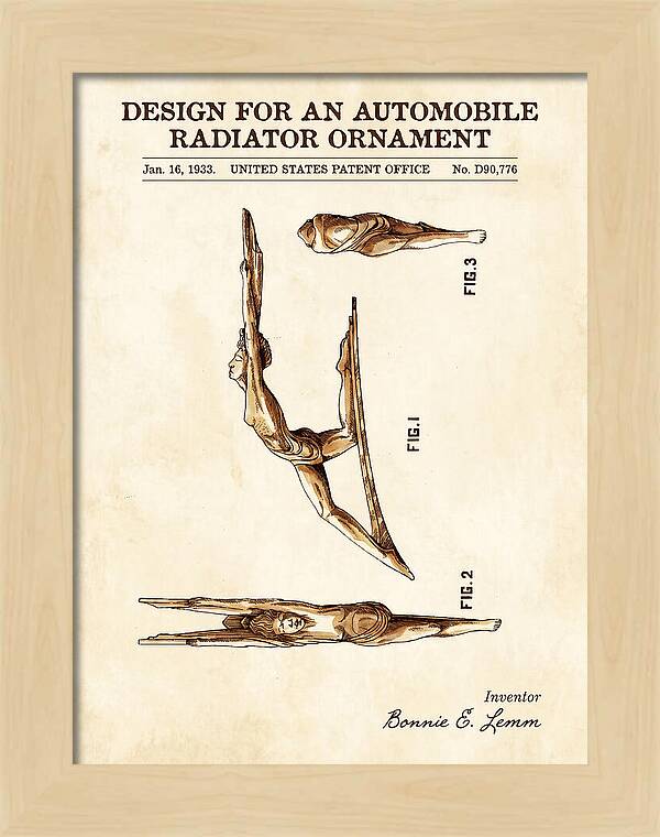 Automobile Radiator Ornament Diving Figure Watercolor Patent Usd90776s