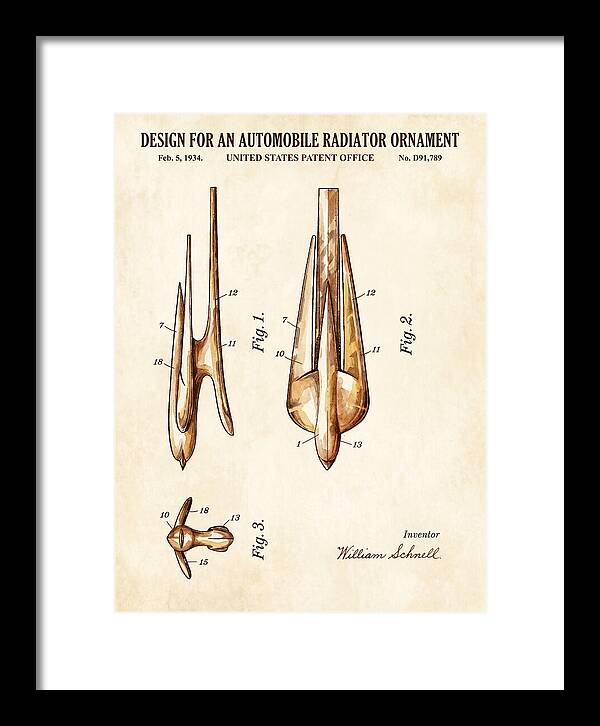 Automobile Radiator Ornament Watercolor Patent Usd91789s