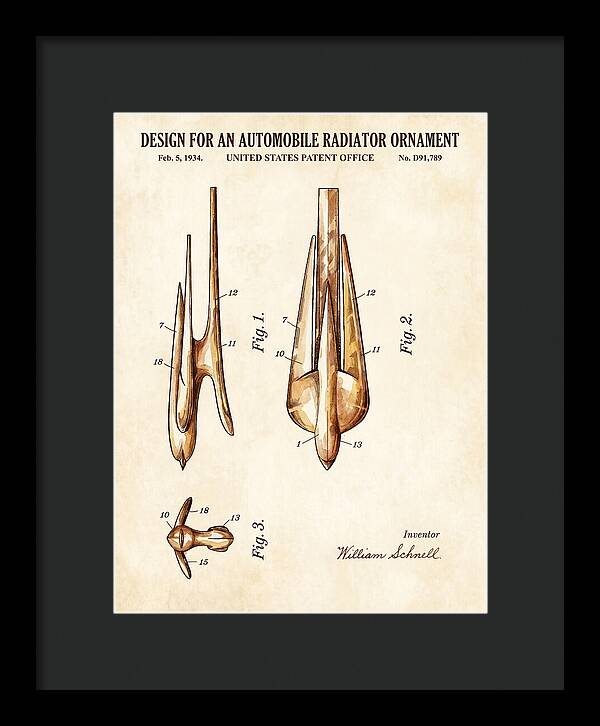 Automobile Radiator Ornament Watercolor Patent Usd91789s