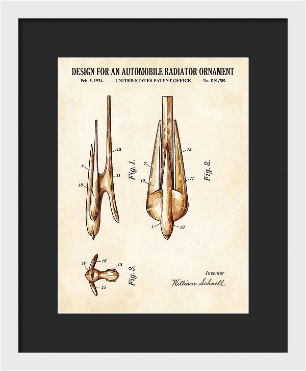 Automobile Radiator Ornament Watercolor Patent Usd91789s