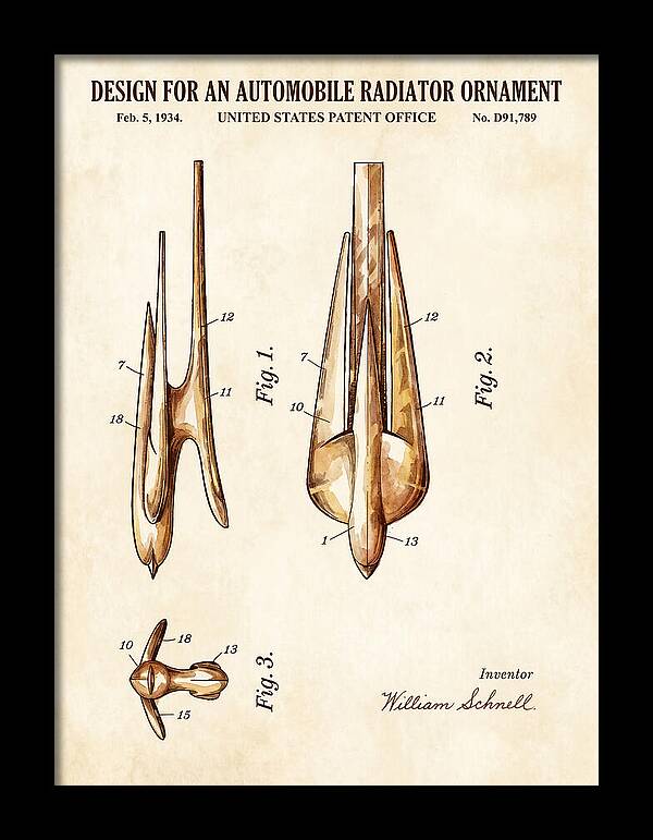 Automobile Radiator Ornament Watercolor Patent Usd91789s