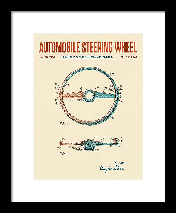 Automobile Steering Wheel Retro Patent Us2818749a