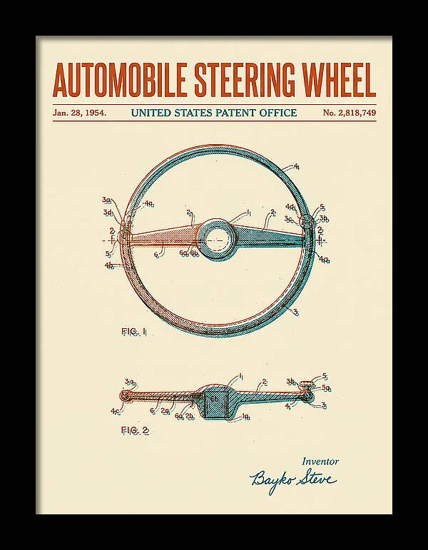 Automobile Steering Wheel Retro Patent Us2818749a