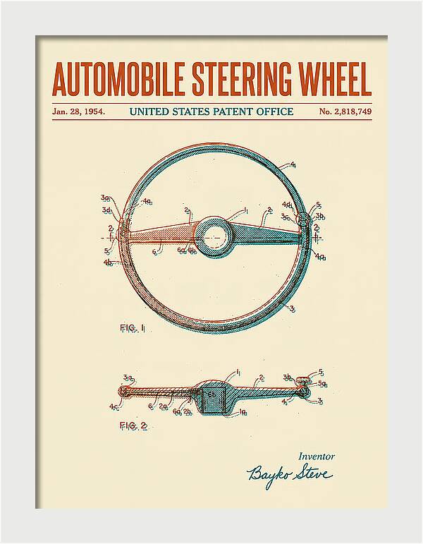 Automobile Steering Wheel Retro Patent Us2818749a