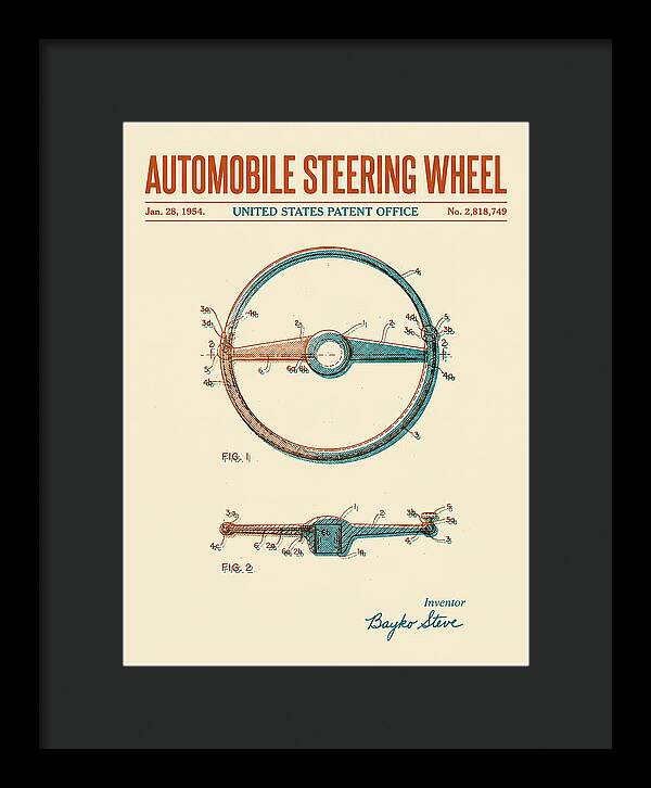 Automobile Steering Wheel Retro Patent Us2818749a
