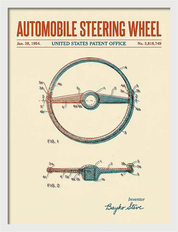 Automobile Steering Wheel Retro Patent Us2818749a