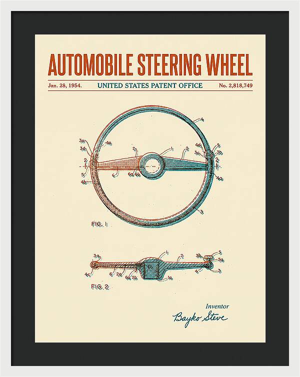 Automobile Steering Wheel Retro Patent Us2818749a