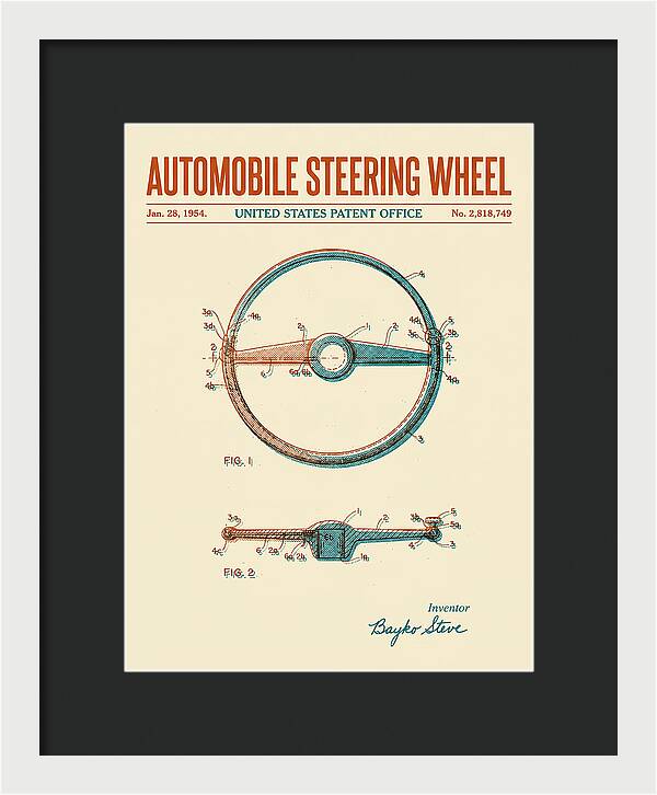 Automobile Steering Wheel Retro Patent Us2818749a