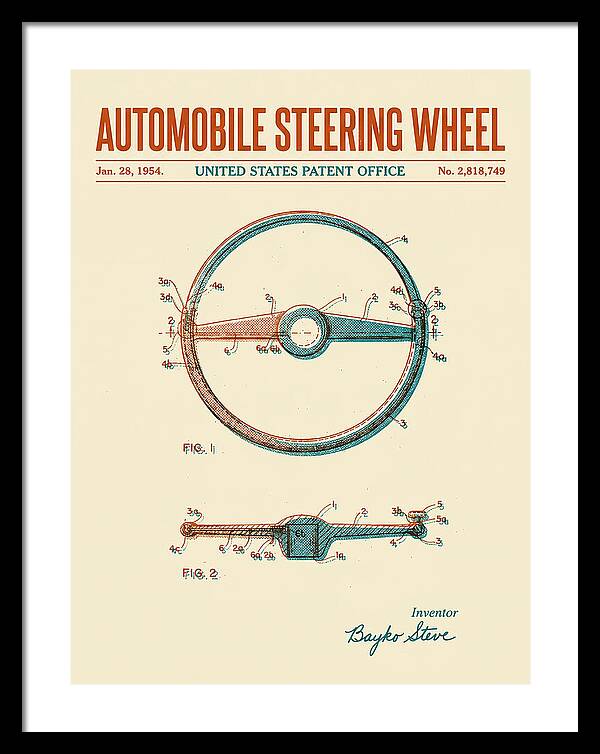 Automobile Steering Wheel Retro Patent Us2818749a