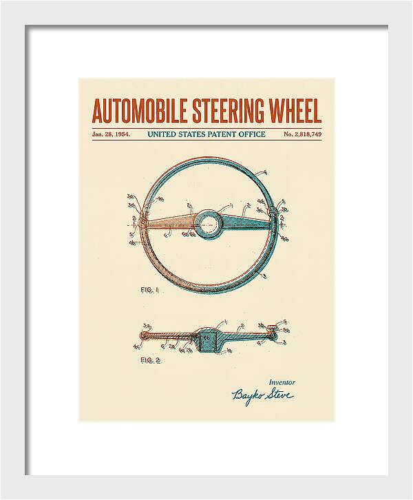 Automobile Steering Wheel Retro Patent Us2818749a