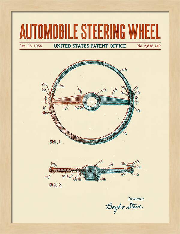 Automobile Steering Wheel Retro Patent Us2818749a